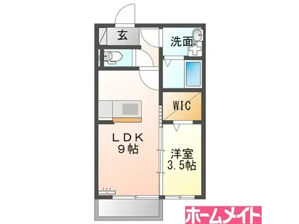 シャトレ芝田C(1LDK/2階)の間取り写真