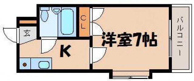リベルテ矢野(1K/1階)の間取り写真