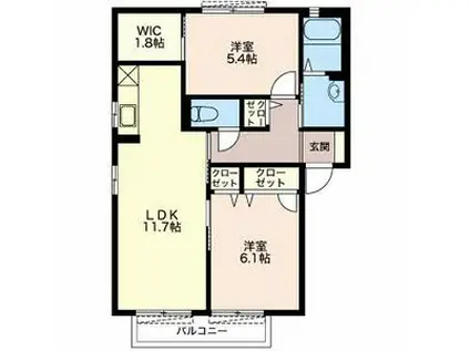 メゾンドルミエール(2LDK/2階)の間取り写真