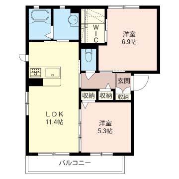 オリーブA(2LDK/1階)の間取り写真
