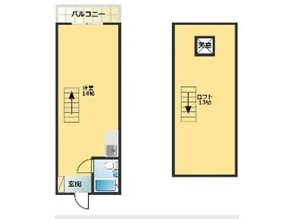 ロックバレー大野 B(ワンルーム/2階)の間取り写真