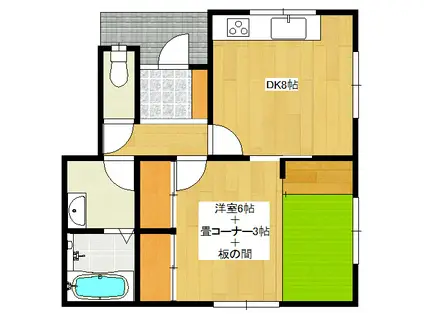 野津田中央(1DK/1階)の間取り写真