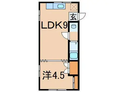 スミキビル(1LDK/2階)の間取り写真