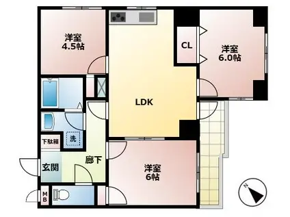 ま・めいぞん小石川(3LDK/3階)の間取り写真