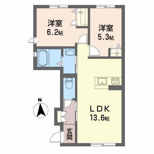 シャーメゾン・ジラソーレ A棟(2LDK/1階)の間取り写真