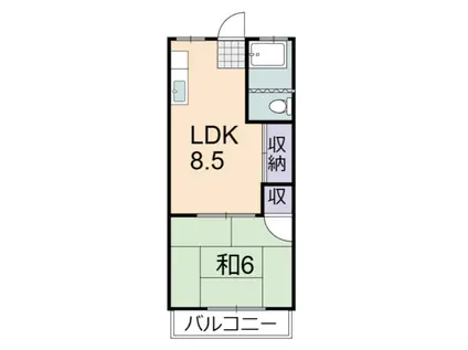 マンション阪本(1LDK/3階)の間取り写真