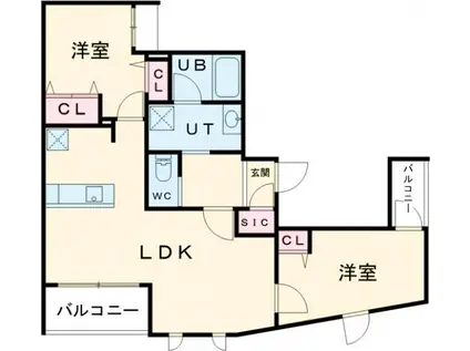 EXCEED平尾(2LDK/2階)の間取り写真