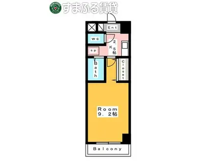 A・CITY三河安城東町(1K/9階)の間取り写真
