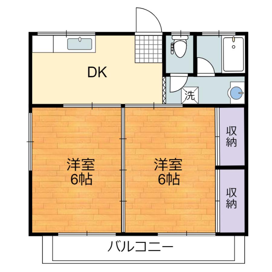 クレリア熊本南(2DK/1階)の間取り写真