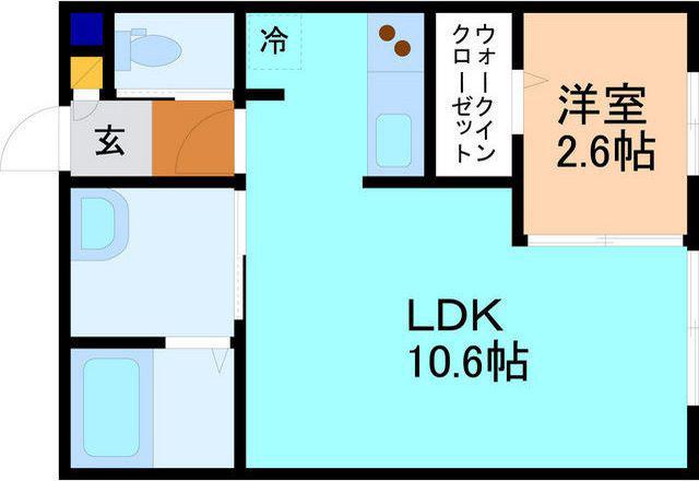 J-CREST東兼六 B棟(1LDK/1階)の間取り写真