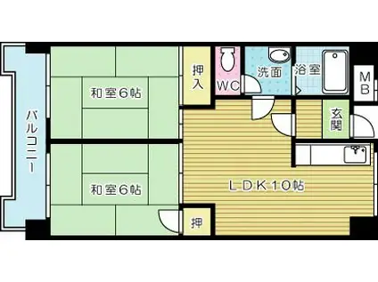 レジデンス鋲賀(2LDK/4階)の間取り写真