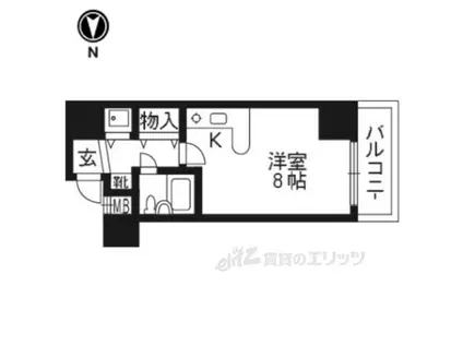 ライオンズマンション京都東堀川(ワンルーム/3階)の間取り写真