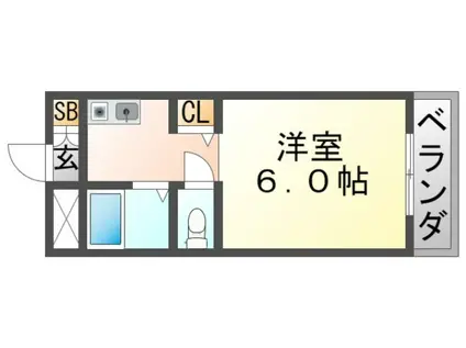 アパートメントシバタII(ワンルーム/2階)の間取り写真