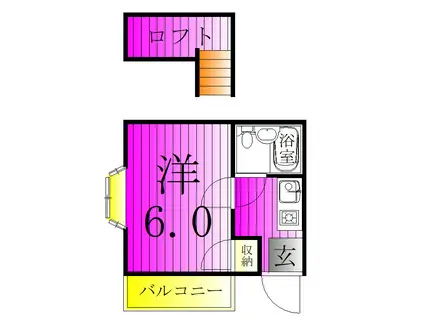 ロフティスピング鎌ヶ谷(1K/2階)の間取り写真