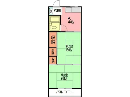 長谷川マンション(2K/2階)の間取り写真
