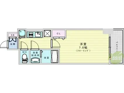 W-STYLE新大阪Ⅱ(1K/9階)の間取り写真