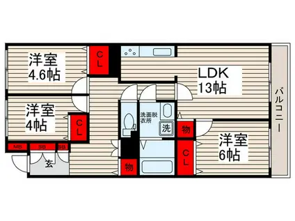 コープ野村竹の塚(3LDK/4階)の間取り写真