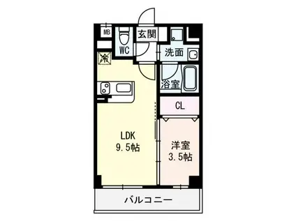K COURT NAKAKOSAKA(1LDK/3階)の間取り写真