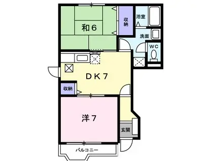 ハートフルI(2DK/1階)の間取り写真