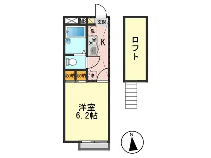 NATURA SHINKOIWA(1K/2階)の間取り写真