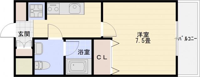 ブリューゲル(1K/1階)の間取り写真