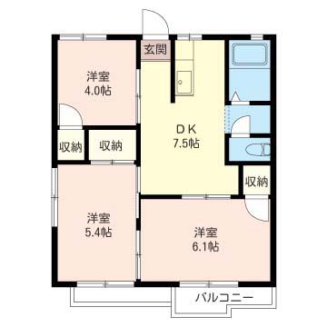 ハイツ吉川B(3K/2階)の間取り写真