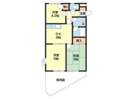 グリーンフルとまとI(3DK/1階)の間取り写真