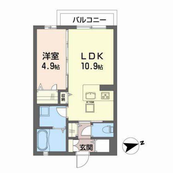 シャーメゾン一高南(1LDK/2階)の間取り写真