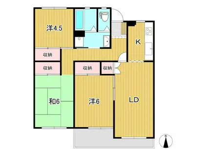 Kマンション(3LDK/2階)の間取り写真
