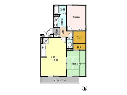 リバーフィールドII(2LDK/2階)の間取り写真