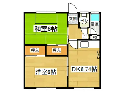 コスモハイツ(2DK/2階)の間取り写真