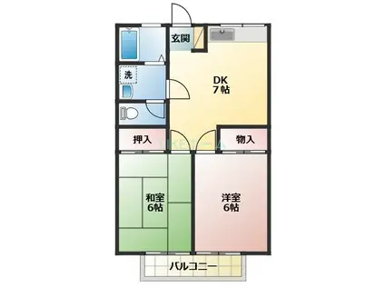 ラベンダーハイム(2DK/2階)の間取り写真