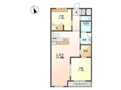 AISANCE(2LDK/1階)の間取り写真