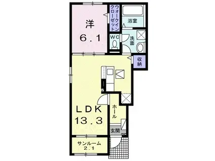 Iネット11A(1LDK/1階)の間取り写真