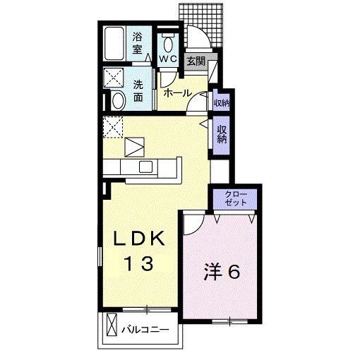ポルトラーノVI(1LDK/1階)の間取り写真