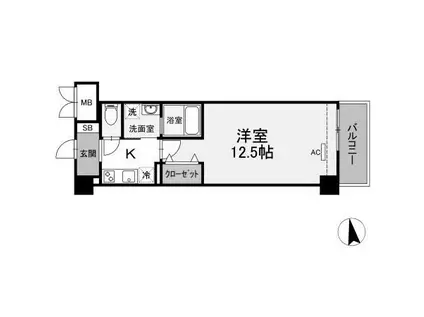 ヘイワレジデンス高崎(1K/3階)の間取り写真