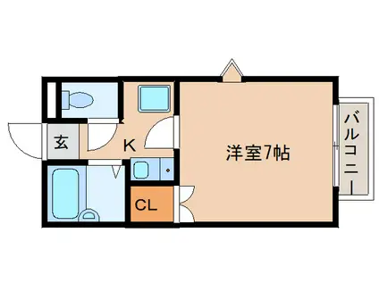 ラ・ポール前栽北A棟(1K/2階)の間取り写真