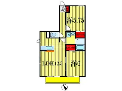 キャトルセゾン(2LDK/1階)の間取り写真