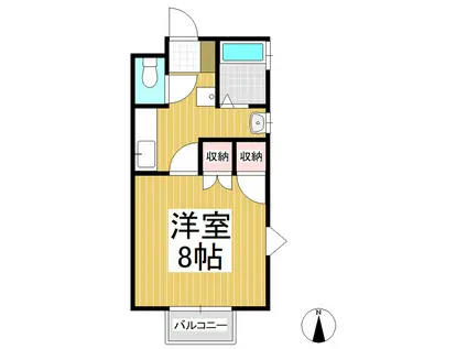 リバティー平林(1K/2階)の間取り写真