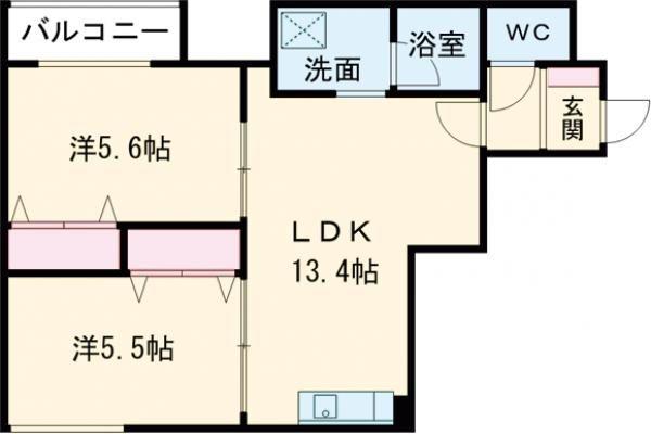 デイトナ(2LDK/4階)の間取り写真