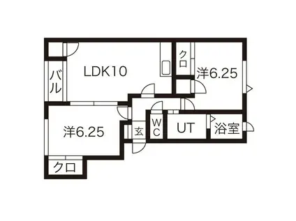 ストリームA棟(2LDK/2階)の間取り写真