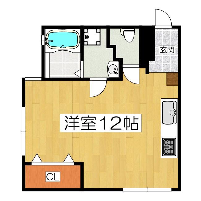 鴨戸ハイツ(ワンルーム/3階)の間取り写真