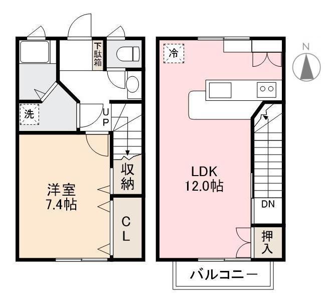 天満屋アパート(1LDK/1階)の間取り写真