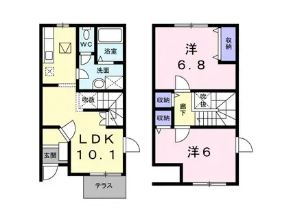 エヴァーグリーン秋葉裏 B(2LDK/1階)の間取り写真