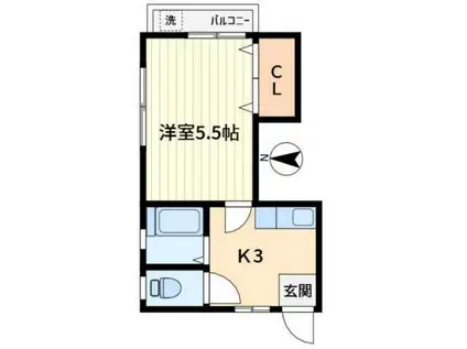 ヴィラ上池(1K/3階)の間取り写真