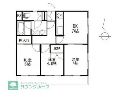 ニューベルヴェ(3DK/1階)の間取り写真