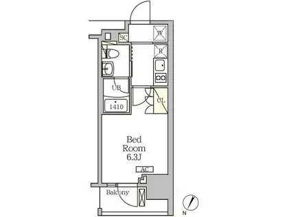 ジオエント白金台(1K/5階)の間取り写真