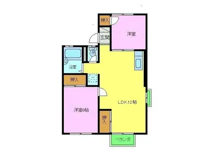 シャトー・ド・イワネ5号棟(2LDK/1階)の間取り写真