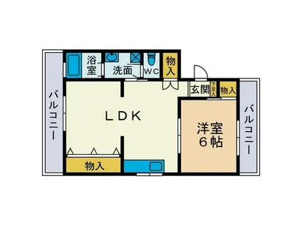 大六天マンション(1LDK/1階)の間取り写真