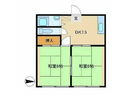 コスモハイツ333(2DK/1階)の間取り写真